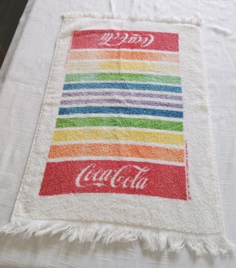 Vintage Coca Cola Soda/Pop Rainbow Theme Hand Towel